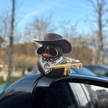 Load image into Gallery viewer, Car Interior Center Console Little Black Duck Decoration Ornaments Cool Western Duck with Scarf and Sunglasses Car Ornaments