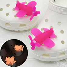 Load image into Gallery viewer, 2Pcs Luminous Shoes Charms for Crocs Shoe Decoration Girl Boy Ornaments Cute Airplane Slippers Accessories Gift