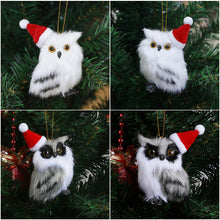 Load image into Gallery viewer, Simulation Owl Exquisite Pendant with Santa Hat Cute Furry Home Christmas Tree Decoration Adornment Simulation Plush Toys Kids Gift