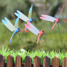 Load image into Gallery viewer, 12Pcs Simulated Dragonfly Stakes Garden Waterproof Dragonfly Ornaments for Indoor Outdoor Yard Patio Plant Pot Flower Bed Christmas Decoration