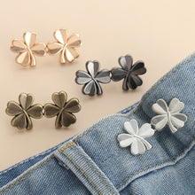 Load image into Gallery viewer, Four Leaf Clover Shaped Waist Buckle Adjustable Snap Button Retractable Jean Pant Pin No Sewing Waist Tightener Decorative Buttons