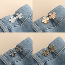 Load image into Gallery viewer, Four Leaf Clover Shaped Waist Buckle Adjustable Snap Button Retractable Jean Pant Pin No Sewing Waist Tightener Decorative Buttons