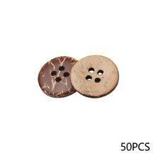 Load image into Gallery viewer, 50Pcs Natural Coconut Shell Button Round 2-Holes Handmade Buttons Clothing Decoration DIY Sewing Accessories