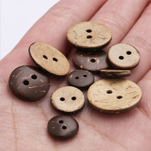 Load image into Gallery viewer, 50Pcs Natural Coconut Shell Button Round 2-Holes Handmade Buttons Clothing Decoration DIY Sewing Accessories