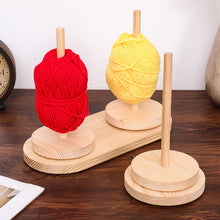 Load image into Gallery viewer, Wood Yarn Stand Yarn Spool Weaving Tools Rotating Bracket Stand Table Rotary Yarn Storage Wooden Winder