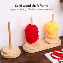 Load image into Gallery viewer, Wood Yarn Stand Yarn Spool Weaving Tools Rotating Bracket Stand Table Rotary Yarn Storage Wooden Winder