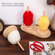Load image into Gallery viewer, Wood Yarn Stand Yarn Spool Weaving Tools Rotating Bracket Stand Table Rotary Yarn Storage Wooden Winder