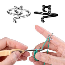 Load image into Gallery viewer, 2Pcs Adjustable Knitting Crochet Loop Ring Cat Ears Ring Knitted Yarn Thread Ring Sewing Tools
