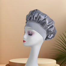 Load image into Gallery viewer, Wide-brimmed Satin Bonnet Nightcap Multipurpose Hair Bonnet Elastic Band Shower Cap For Hair Care