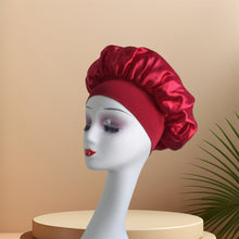 Load image into Gallery viewer, Wide-brimmed Satin Bonnet Nightcap Multipurpose Hair Bonnet Elastic Band Shower Cap For Hair Care