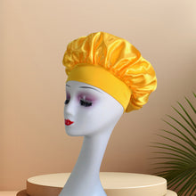 Load image into Gallery viewer, Wide-brimmed Satin Bonnet Nightcap Multipurpose Hair Bonnet Elastic Band Shower Cap For Hair Care