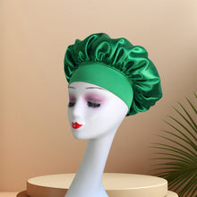 Load image into Gallery viewer, Wide-brimmed Satin Bonnet Nightcap Multipurpose Hair Bonnet Elastic Band Shower Cap For Hair Care