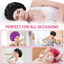 Load image into Gallery viewer, Wide-brimmed Satin Bonnet Nightcap Multipurpose Hair Bonnet Elastic Band Shower Cap For Hair Care