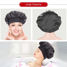 Load image into Gallery viewer, Wide-brimmed Satin Bonnet Nightcap Multipurpose Hair Bonnet Elastic Band Shower Cap For Hair Care