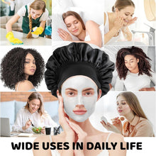 Load image into Gallery viewer, Wide-brimmed Satin Bonnet Nightcap Multipurpose Hair Bonnet Elastic Band Shower Cap For Hair Care