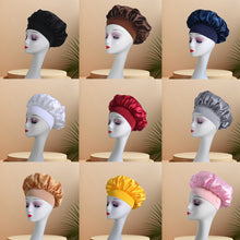 Load image into Gallery viewer, Wide-brimmed Satin Bonnet Nightcap Multipurpose Hair Bonnet Elastic Band Shower Cap For Hair Care