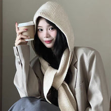 Load image into Gallery viewer, Fashionable Balaclava Solid Color Knitted Hats Scarves Winter Warm Knitted Cap Neck Protection Accessories