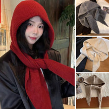 Load image into Gallery viewer, Fashionable Balaclava Solid Color Knitted Hats Scarves Winter Warm Knitted Cap Neck Protection Accessories