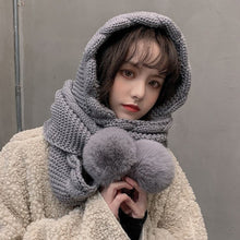 Load image into Gallery viewer, Women's Winter Hat Scarf Fleece Thicken Warm Knitted Hat Ear Protecting Knitted Cap Balaclava Beanie For Women