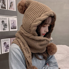Load image into Gallery viewer, Women's Winter Hat Scarf Fleece Thicken Warm Knitted Hat Ear Protecting Knitted Cap Balaclava Beanie For Women