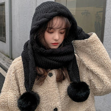 Load image into Gallery viewer, Women's Winter Hat Scarf Fleece Thicken Warm Knitted Hat Ear Protecting Knitted Cap Balaclava Beanie For Women