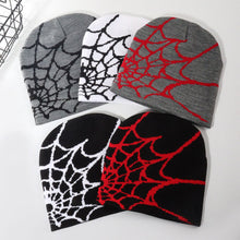 Load image into Gallery viewer, Y2K Knitted Hat Spider Web Jacquard Hat Outdoor Sports Fashion Hat Warm Hat Skullies Hat For Men Women