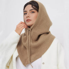 Load image into Gallery viewer, Solid Color Simple Knitted Hat Scarf Winter Balaclava Hat Outdoor Warm Cap Neck Collar Beanies Hats For Women Girls