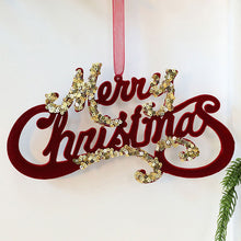 Load image into Gallery viewer, 1Pcs Christmas Hanging Decorations Red Velvet Flocked Garland Bow Tree Christmas Party Decorations Hanger Mantel Door Hanging Bell Ornament
