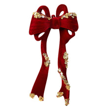 Load image into Gallery viewer, 1Pcs Christmas Hanging Decorations Red Velvet Flocked Garland Bow Tree Christmas Party Decorations Hanger Mantel Door Hanging Bell Ornament