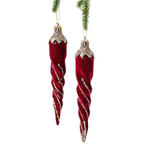 Load image into Gallery viewer, 2Pcs Christmas Hanging Decorations Red Velvet Flocked Garland Bow Tree Christmas Party Decorations Hanger Mantel Door Hanging Bell Ornament