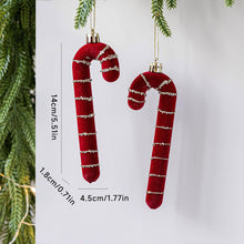 Load image into Gallery viewer, 2Pcs Christmas Hanging Decorations Red Velvet Flocked Garland Bow Tree Christmas Party Decorations Hanger Mantel Door Hanging Bell Ornament