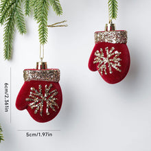 Load image into Gallery viewer, 2Pcs Christmas Hanging Decorations Red Velvet Flocked Garland Bow Tree Christmas Party Decorations Hanger Mantel Door Hanging Bell Ornament
