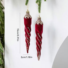 Load image into Gallery viewer, 2Pcs Christmas Hanging Decorations Red Velvet Flocked Garland Bow Tree Christmas Party Decorations Hanger Mantel Door Hanging Bell Ornament