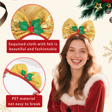 Load image into Gallery viewer, Christmas Bow Headbands Sequins Bow Tie Hair Band Xmas Hair Hoops for Women Girls Party Cosplay Christmas Decorations