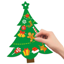 Load image into Gallery viewer, 24pcs Christmas Tree Cards DIY Crafts For Kids DIY Xmas Tree Ornaments With Sticker Kits DIY Handmade Cards Stickers With Ribbon New Year's Decor