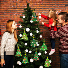Load image into Gallery viewer, 24pcs Christmas Tree Cards DIY Crafts For Kids DIY Xmas Tree Ornaments With Sticker Kits DIY Handmade Cards Stickers With Ribbon New Year's Decor