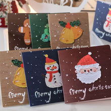 Load image into Gallery viewer, 6pcs Christmas Greeting Card Folding Gift Card With Envelopes And Stickers Xmas Blessing Card New Year Party Invitation Cards