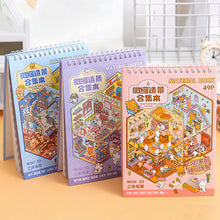 Load image into Gallery viewer, 20Pcs 20in1 Cartoon Landscape Sticker Book DIY 3D Pocket Cabin Scene Stickers Gift for Kid Child