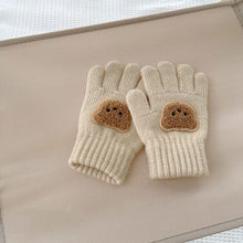 Load image into Gallery viewer, 3-7Y Baby Cartoon Bear Mittens Winter Warm Kids Girl Solid Doll Gloves Knitted Children Toddler Thick Teething Mitten