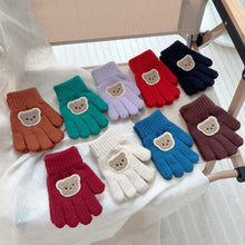 Load image into Gallery viewer, 3-7Y Baby Cartoon Bear Mittens Winter Warm Kids Girl Solid Doll Gloves Knitted Children Toddler Thick Teething Mitten