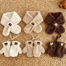 Load image into Gallery viewer, 2Years + Korean Style Children's Scarf Winter New Ins Cartoon Bear Boys and Girls Baby Scarfs Gloves
