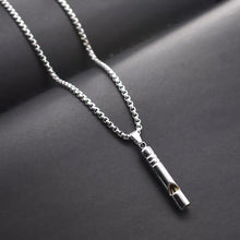 Load image into Gallery viewer, Outdoor Camping Hiking Survival Whistle with Necklace/Keychain Fashion Zinc Alloy Whistle Pendant