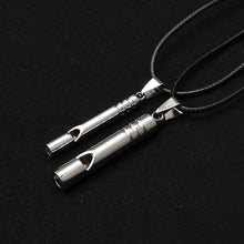 Load image into Gallery viewer, Outdoor Camping Hiking Survival Whistle with Necklace/Keychain Fashion Zinc Alloy Whistle Pendant