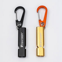 Load image into Gallery viewer, Multi-Function Outdoor Survival Whistle High-Decibel Aluminum Emergency Whistle with D-Ring Buckle