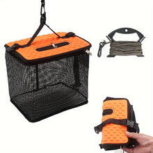 Load image into Gallery viewer, Foldable Floating Fish Keep Basket Portable Hanging-Coated Quick-Dry Mesh Storage Bag for Sea Fishing and Rock Fishing Fishing Equipment
