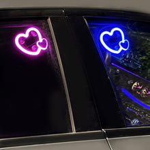 Load image into Gallery viewer, LED Dual Heart Shape Solar Car Interiors Atmosphere Decor Light USB Powered Car Window Neon Light Decorative Lamps