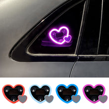Load image into Gallery viewer, LED Dual Heart Shape Solar Car Interiors Atmosphere Decor Light USB Powered Car Window Neon Light Decorative Lamps