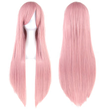 Load image into Gallery viewer, 80cm Colorful Long Straight Synthetic Hair White Purple Black Cosplay Wig For Men And Women Synthetic Wig Anime Styling
