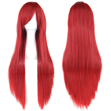 Load image into Gallery viewer, 80cm Colorful Long Straight Synthetic Hair White Purple Black Cosplay Wig For Men And Women Synthetic Wig Anime Styling