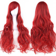 Load image into Gallery viewer, 80cm Colorful Curly Long Synthetic Hair Green Wig Hairpiece Pink Black Party Hair Cosplay Wigs for Women
